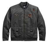 Men's Checkered Flag Eagle Bomber Jacket, Gray